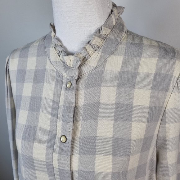 NWT - Gap Square Plaid Ruffle Collar/Cuff Shirt Size M - Picture 4 of 12